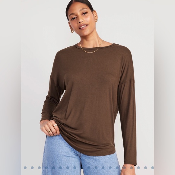 OLD NAVY Espresso Bark, Long Sleeve Luxe Tunic T-Shirt (S) - Picture 5 of 10